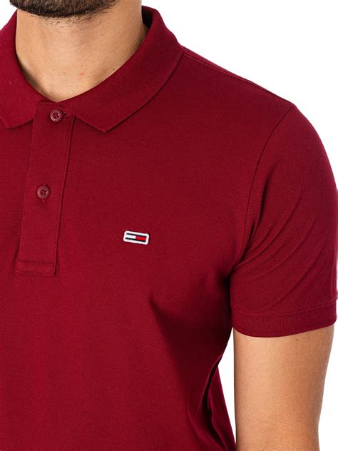 Tommy Jeans Slim Placket Polo Shirt Rouge Standout