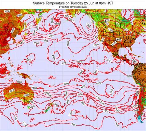 Pacific-Ocean Surface Temperature on Sunday 14 Feb at 2pm HST