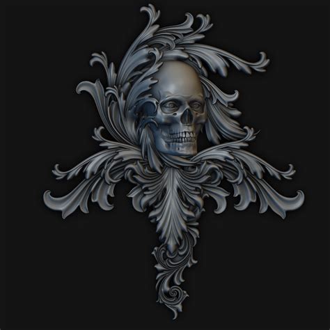 skull relief art 3d stl models for artcam and aspire