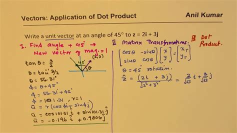 How To Write A Unit Vector Degrees Rotation From I J Youtube