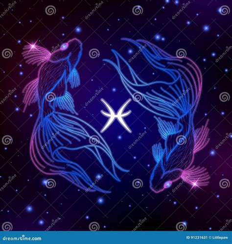 Pisces Zodiac Sign Horoscope Symbol Vector Illustration Stock Vector