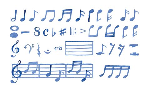 Watercolor Music Notes For Piano Hand Painted Doodle Vector Illustrated