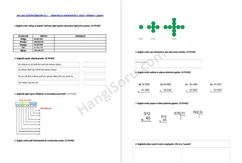 5 Sınıf Matematik 1 Dönem 1 Yazılı Soruları 2022 2023