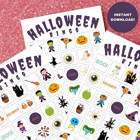 100 Halloween Bingo Cards, Printable Halloween Bingo for School, Kid's ...