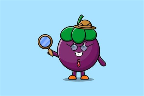 Personagem De Desenho Animado Bonito Detetive Mangosteen Est