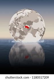 Uzbekistan Red On Translucent Globe Floating Stock Illustration 1158227203