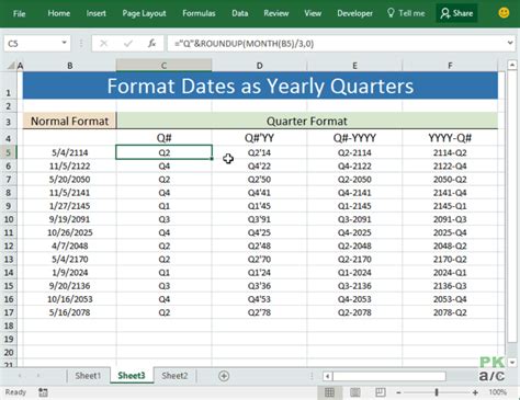 Format Dates as Yearly Quarters in Excel - How To - PakAccountants.com