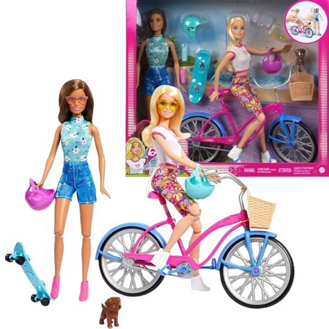 Barbie Zestaw Lalki Rower Pla Owy Niebieska Deskorolka Akcesoria