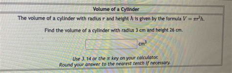 Solved Volume Of A Cylinder The Volume Of A Cylinder With Radius R And