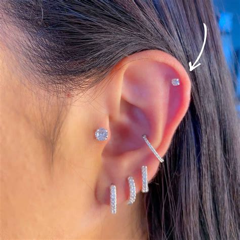 Piercing Tragus De Prata Ponto De Luz Zirc Nia Mini Dibali Joias