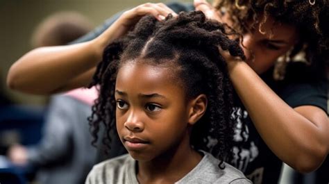 Premium Ai Image A Girl Getting Her Hair Done In The School