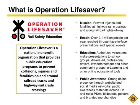 Ppt Operation Lifesavers See Tracks Think Train” Campaign