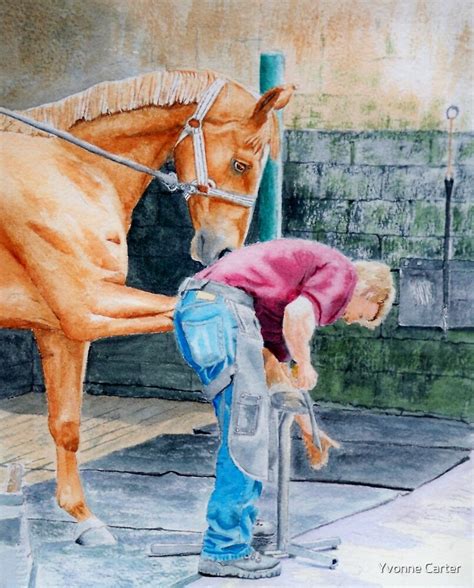 "Horse and Farrier" by Yvonne Carter | Redbubble