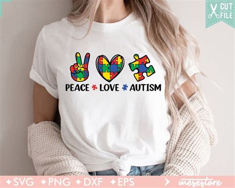 Peace Love Autism Svg Autism Awareness Svg Autism Cut Files Puzzle Pieces Svg Autism Svg