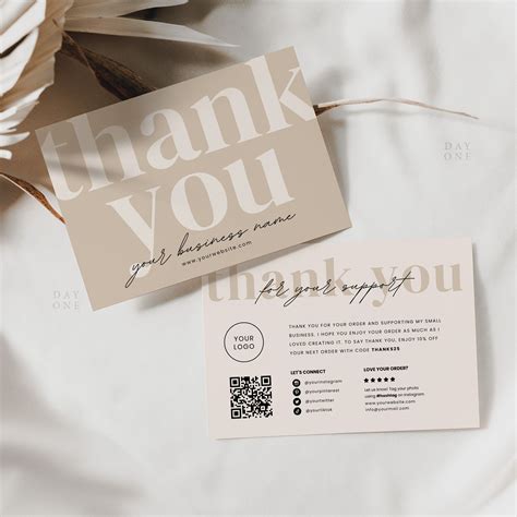 Printable Business Thank You Card, Editable Modern Thanks for Your
