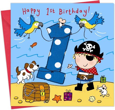 Twizler 1st Birthday Card Boy Pirate Age 1 Birthday Card Boys