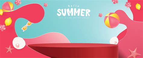 Summer Sale Banner With Product Display Cylindrical Shape 7068183