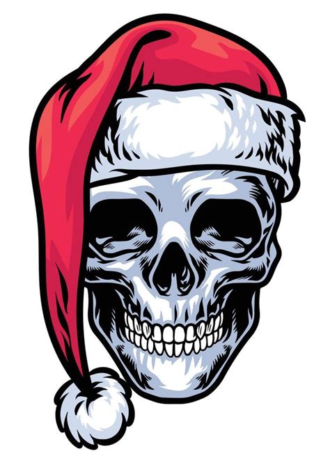 Skull Wearing Santa Claus Hat Vector Art At Vecteezy