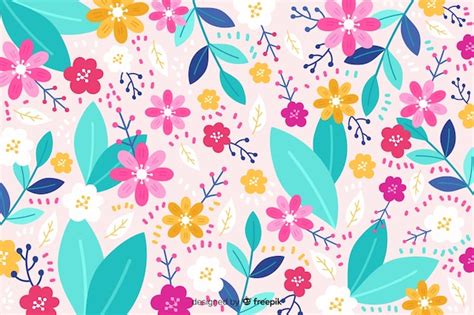 Fondo Floral Colorido Dibujado A Mano Vector Gratis