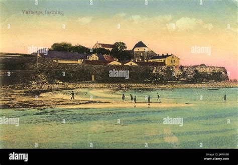 Varberg Fortress postcard (about 1900 Stock Photo - Alamy