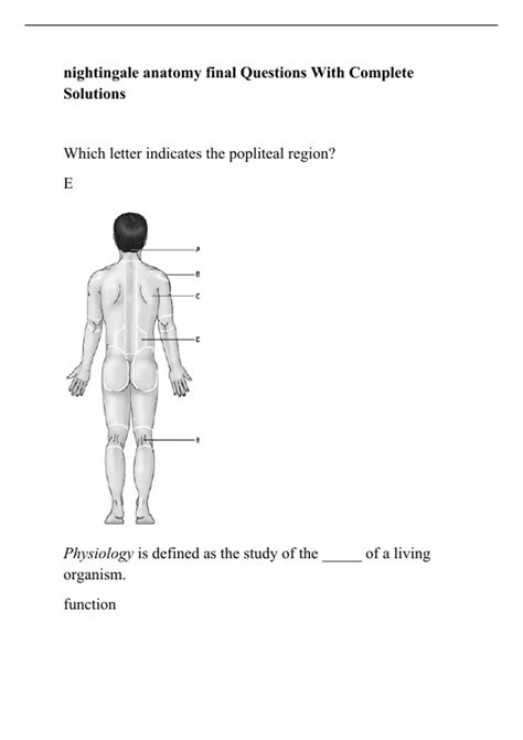 Anatomy Nightingale College Nightingale Anatomy Final Questions With