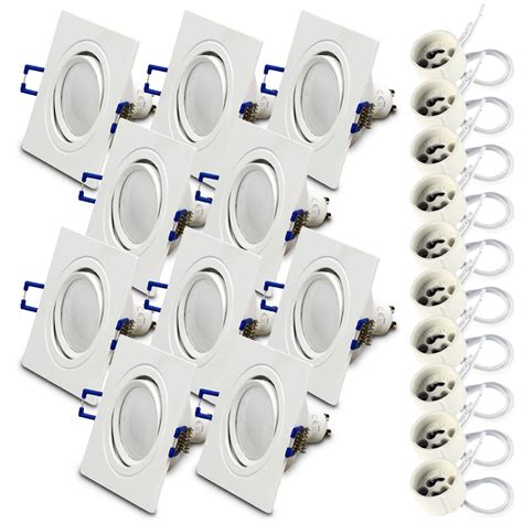 10x Einbauspot SET RIK 13 Schwenkbar Weiss Eckig GU10 7W Warmweiss