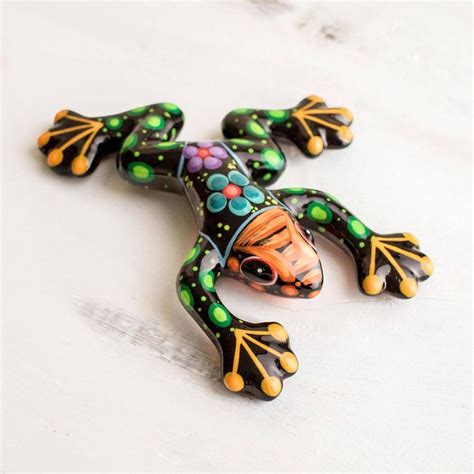 Ceramic sculpture, 'Colorful Frog' | Ceramic frogs, Hand painted ...