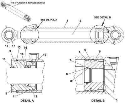 Hydraulic steering cylinder, assembly