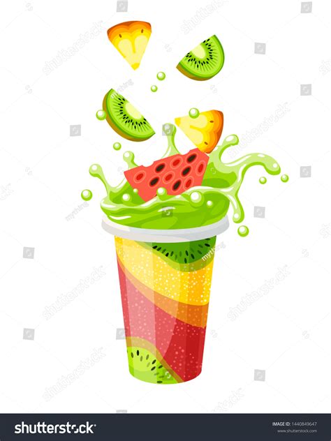 Plastic Cup Splash Colorful Ice Fruit Stock Vector (Royalty Free ...