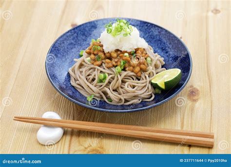 Natto Soba Buckwheat Noodles With Fermented Soybeans Japanese Food