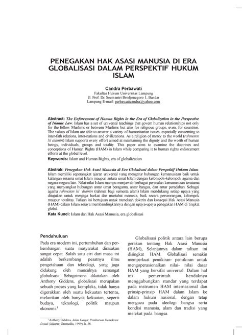 Artikel HAK Asasi Manusia DI ERA Globalisasi PENEGAKAN HAK ASASI