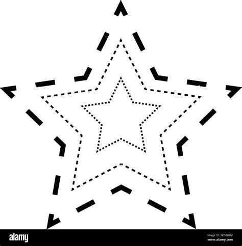 Tracing star shape broken line element for preschool, kindergarten and ... 