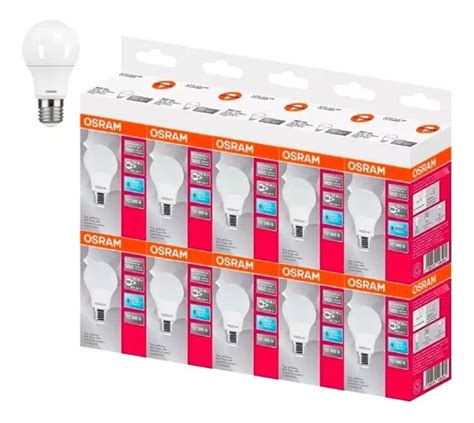 Pack 10 Lampara Led 12w Rosca Común E27 220v Luz Fria Osram