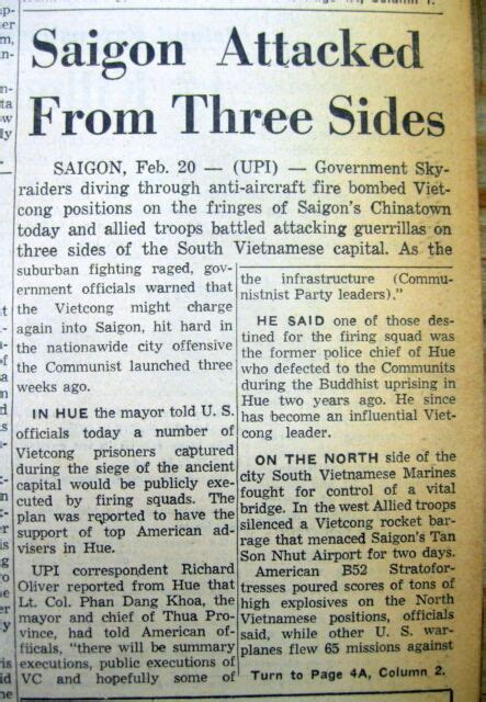 5 1968 Vietnam War Newspapers Tet Offensive Begins Erosion Of Us Public Support Ebay