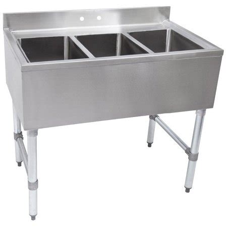 John Boos UBS3 1836 36 Three Compartment Underbar Sink Stainless