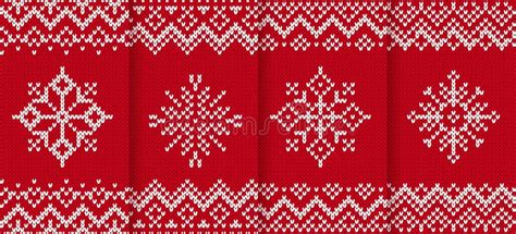 Christmas Seamless Pattern Knit Red Border Vector Illustration Stock