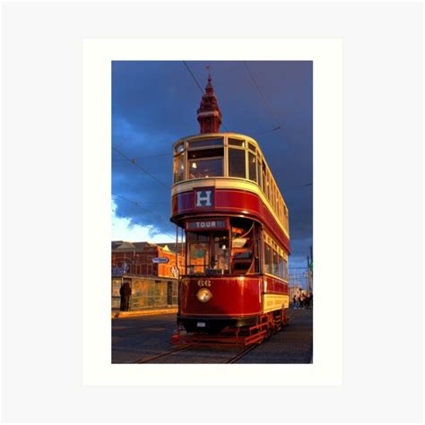 "Blackpool Tram - Heritage Vintage Tram on the seafront with Blackpool Tower - A Great Christmas ...