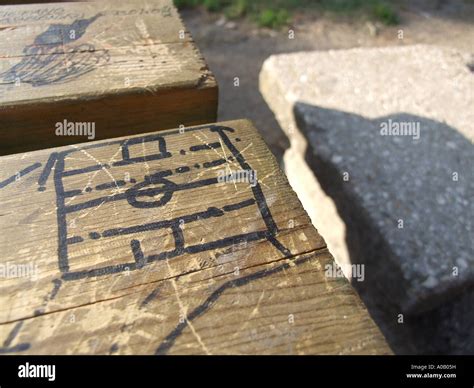 Football Pitch Graffiti On Picnic Table Stock Photo Alamy