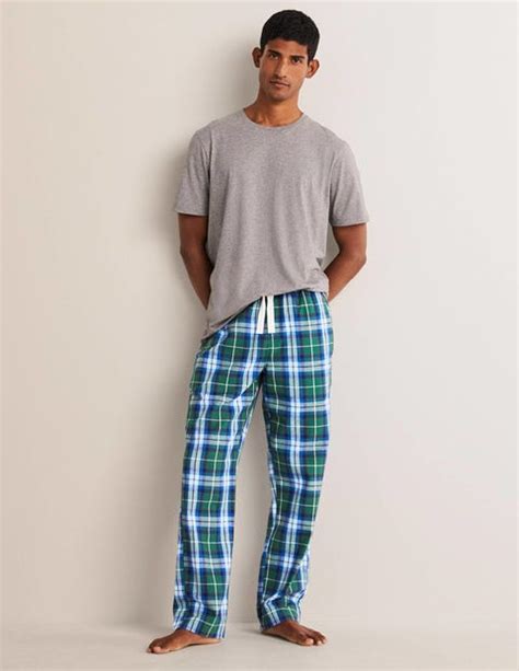 Brushed Cotton Pyjama Bottoms Trekking Green Duke Check Boden Eu