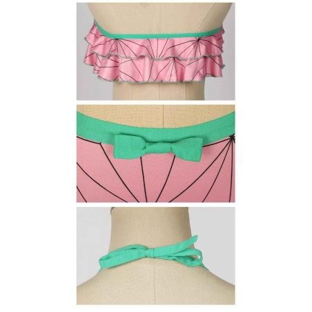 Adult Women Cosplay Demon Slayer Kamado Nezuko Bikini Halter Ruffle