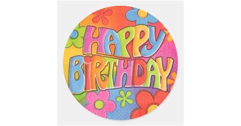 Happy Birthday Hippie Stickers