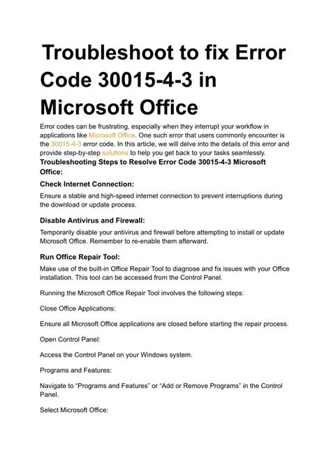 PPT Troubleshoot To Fix Error Code 30015 4 3 In Microsoft Office