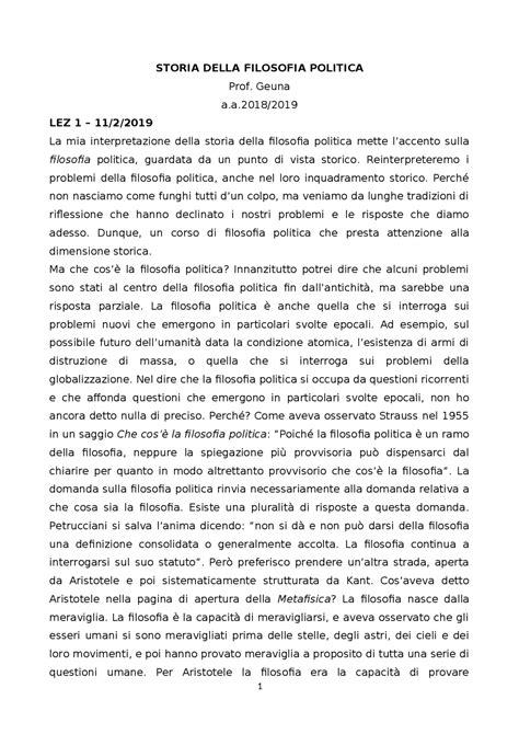 Filosofia Politica Geuna 2018 2019 Docsity