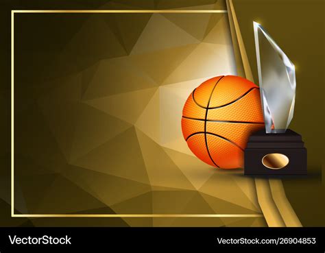 Basketball Certificate Diploma With Glass Trophy Vector Image