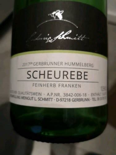 Ludwig Schmitt Gerbrunner Hummelberg Scheurebe Feinherb Vivino Australia