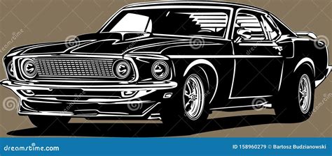 Ford Mustang Silhouette Two Colors Cartoon Vector CartoonDealer