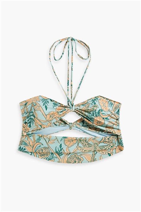 Agua By Agua Bendita Amatista Vuelo Dia Cutout Floral Print Halterneck Bikini Top The Outnet