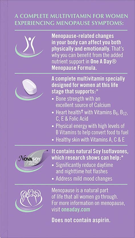 One A Day Womens Menopause Formula Complete Multivitamin With Soy