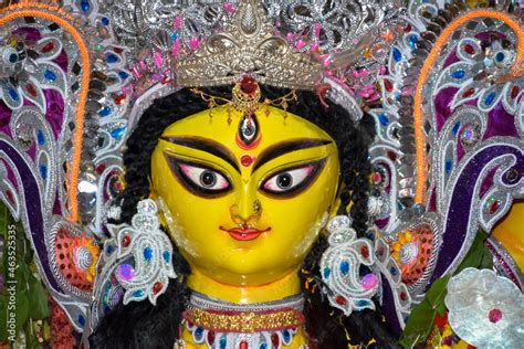 Stockfoto Durga Puja Face Of Goddess Durga Durga Thakur Of Kolkata