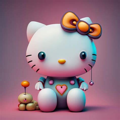 High Quaity 3d Cute Hello Kitty 3d Render Photo Premium Ai Generated Image